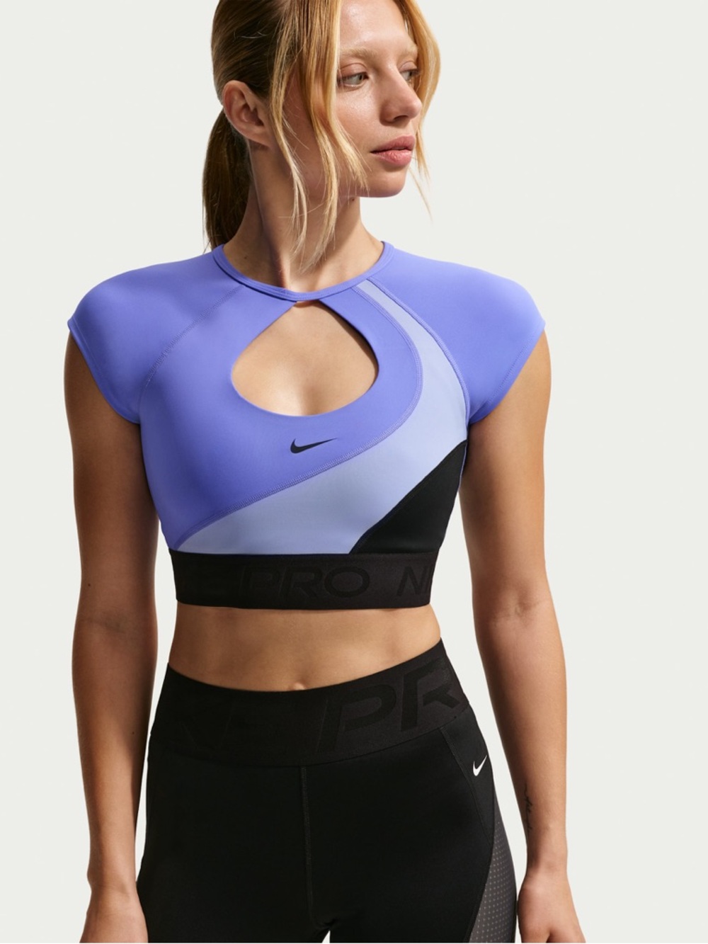 Nike Lavender Cutout Crop Top with Black Band